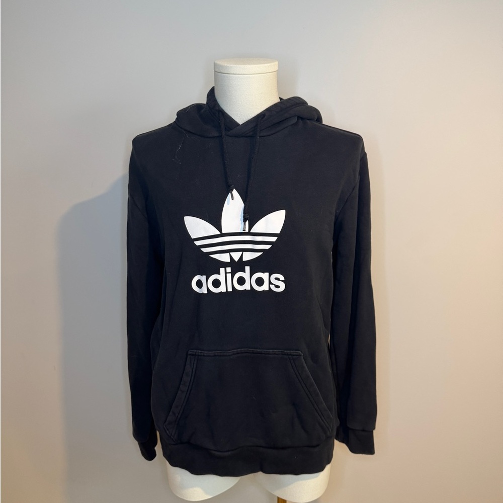 Adidas Black Pullover with White Trefoil Logo